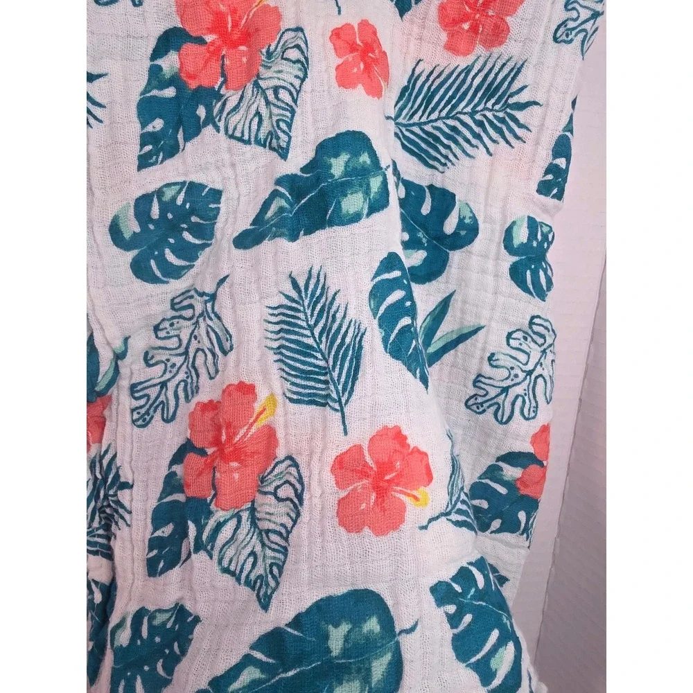 Bebe au Lait Muslin Swaddle Blankets Set of 2 Tropical Hibiscus Monstera Cotton